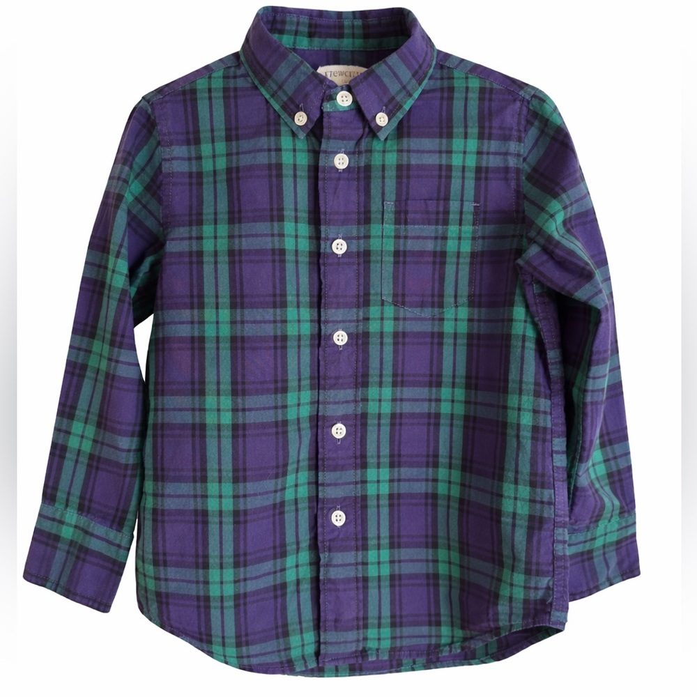 Crewcuts Green and Navy Plaid Kids Button Down Shirt